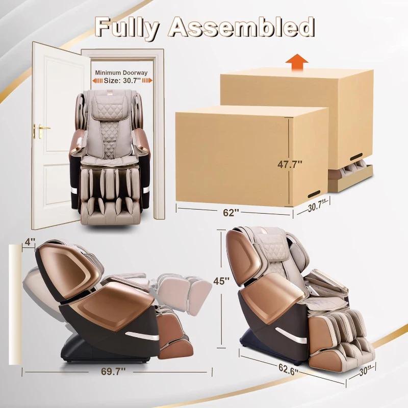 MYNTA 2025 4D Massage Recliner with 4D+2D Dual Mechanisms, Extended SL-Track, Zero Gravity, Waist & Shawl Heating, Foot/Calf Massage and Hi‑Fi Bluetooth Music Sync