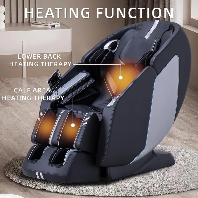 MassaMAX 4D Full-Body Massage Chair with Zero Gravity, Extendable Footrest, SL-Track, 15 Programs, AI Voice Control, Yoga Stretch, Foot Rollers, Lumbar & Calf Heating, Includes Cover (Black)