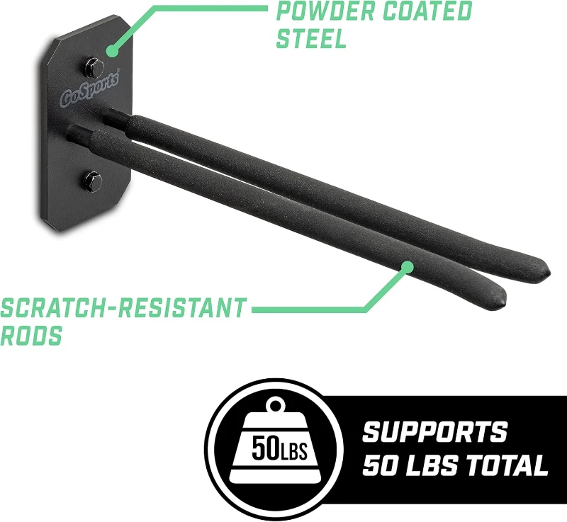 GoSports Wall-Mounted Ski & Snowboard Storage Rack - Per-Pack Holds 2 Skis or 1 Snowboard (50 lb)