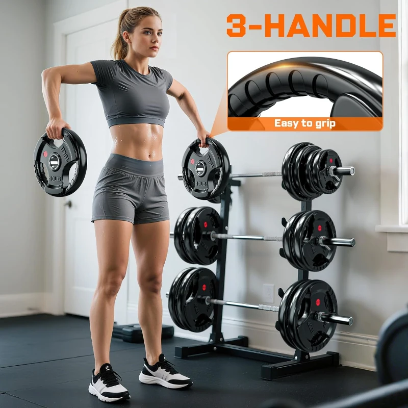 XDDIAS 260 lb Olympic Rubber Bumper Plate Set – 2-Inch Barbell Plates with Easy-Grip Handles and Steel Ring Insert