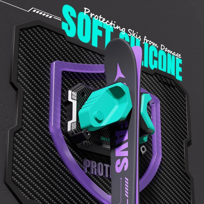 Skifavs Ski & Snowboard Wall Rack for Garage Wall — Universal Fit, Damage-Free Storage Rack, Green (4-Pack)