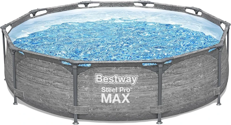 Bestway Steel Pro MAX 10' x 30"" Round Above-Ground Pool Set with Metal Frame, DuraPlus Liner and Filter Pump, Gray