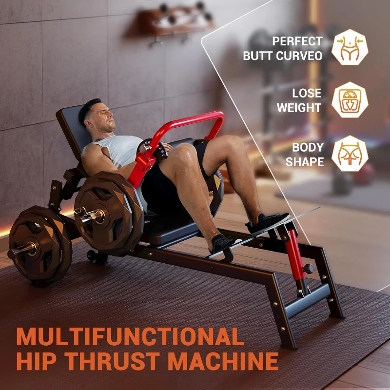 GarveeLife Hip Thrust Machine — 900 lb Plate-Loaded Glute Bridge with Adjustable Footboard and Heavy-Duty Frame for Glute Building