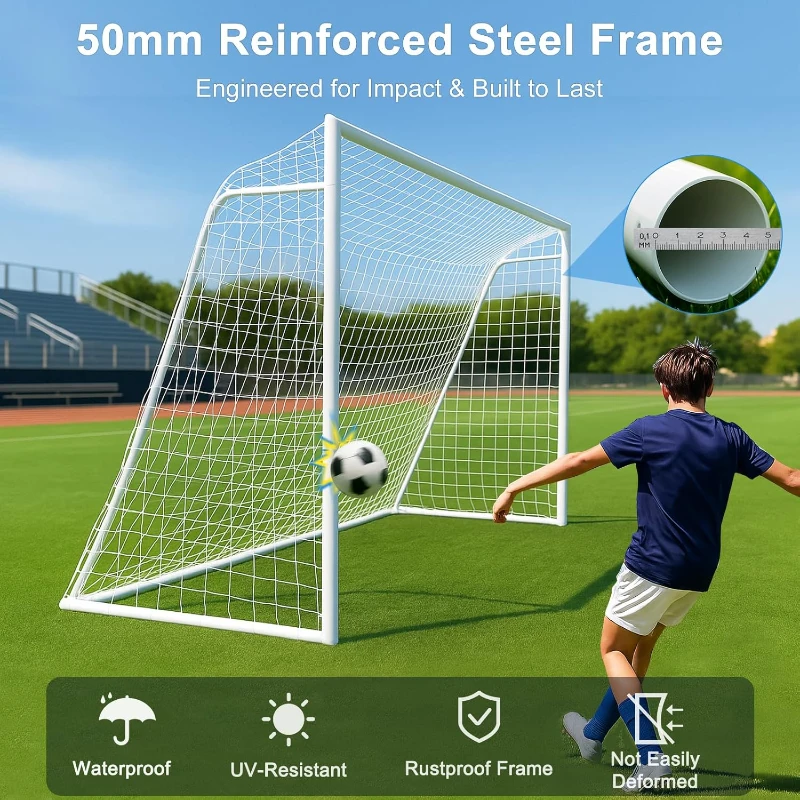 MOPHOTO Foldable Soccer Goals – Multi-Size Options 6×4 to 24×8 ft, Full-Size Outdoor Goals for Backyard, Teens & Adult Training