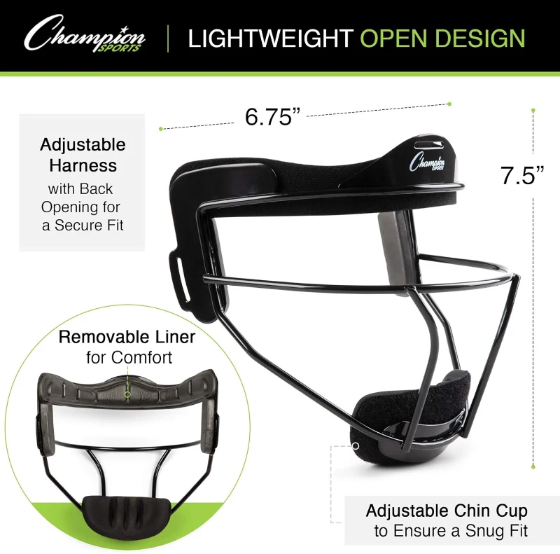 Champion Sports Adult Softball Fielder's Face Mask - Steel Protective Guard