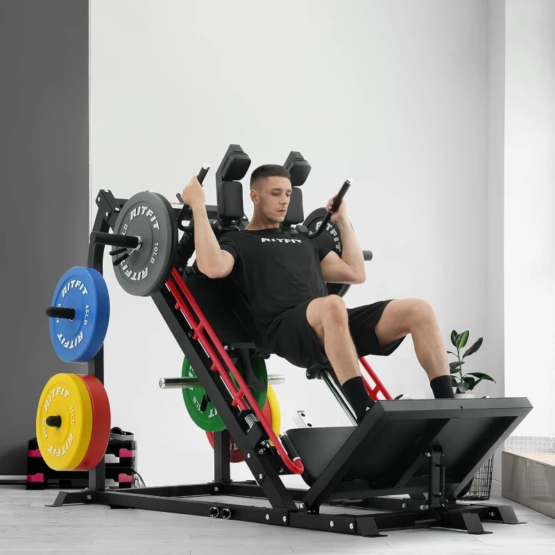 RitFit Gazelle Pro 3-in-1 Leg Press & Hack Squat Machine - High-Tensile Steel, 2000 lb Capacity, Adjustable Angles with Weight Storage
