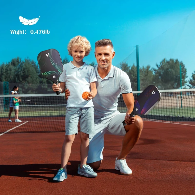 Fiberglass Pickleball Paddle Set, 2-Pack with 4 Balls and Carry Strap – USAPA Approved, Lightweight Durable Rackets for All Levels