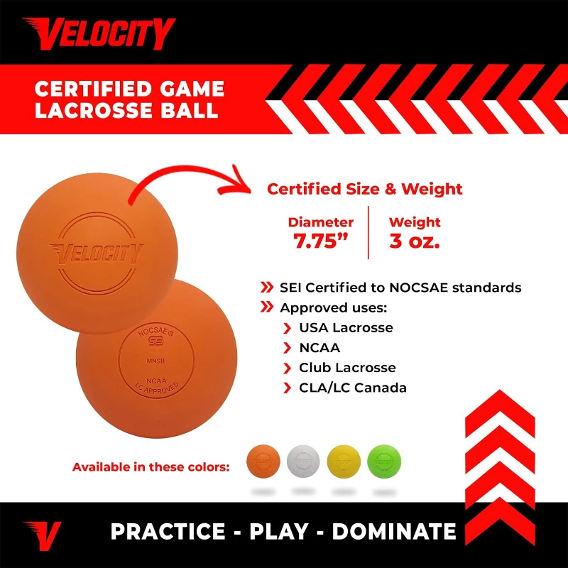 Velocity Lacrosse Balls - 1, 2, 3, 6, 12, 18, 24, 36, 60 and 120 Packs - Practice, Official NFHS and College Approved Size