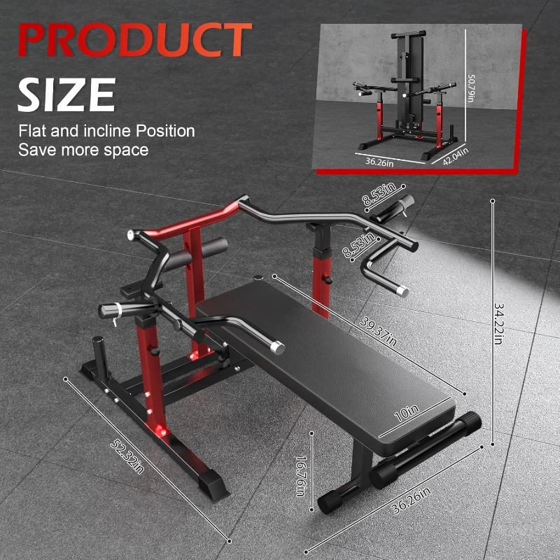 Upgraded Chest Press Machine – 1250 lb Structural Capacity Foldable Bench with Independent Converging Arms, Adjustable Height, Space-Saving Home Gym Bench