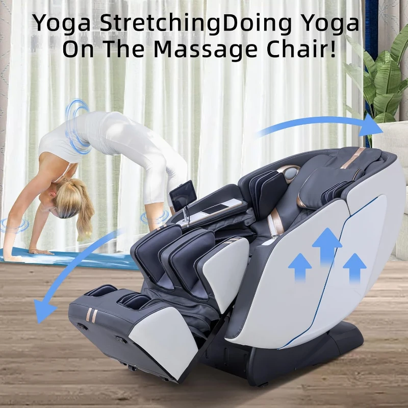 MassaMAX 4D Full-Body Massage Chair with Zero Gravity, Extendable Footrest, SL-Track, 15 Programs, AI Voice Control, Yoga Stretch, Foot Rollers, Lumbar & Calf Heating, Includes Cover (White)