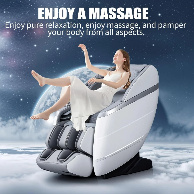 RelaxRelife 4D Full-Body Massage Chair with 166° Flexible SL Track, Reading Lamp, 18 Modes, 11 Techniques, 36 Airbags, Zero Gravity Recliner, Yoga Stretch & Foot Massage (Grey)