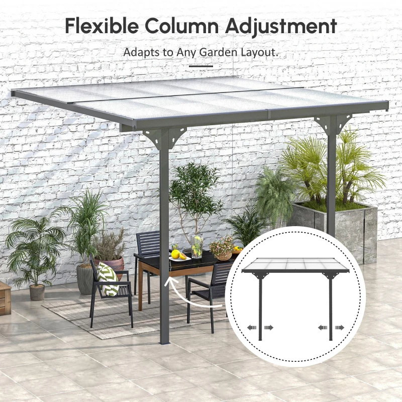 Outsunny 10' x 10' Outdoor Hardtop Pergola Gazebo with Adjustable Height, Aluminum Pergola with Polycarbonate Roof, UV Protection, Grey