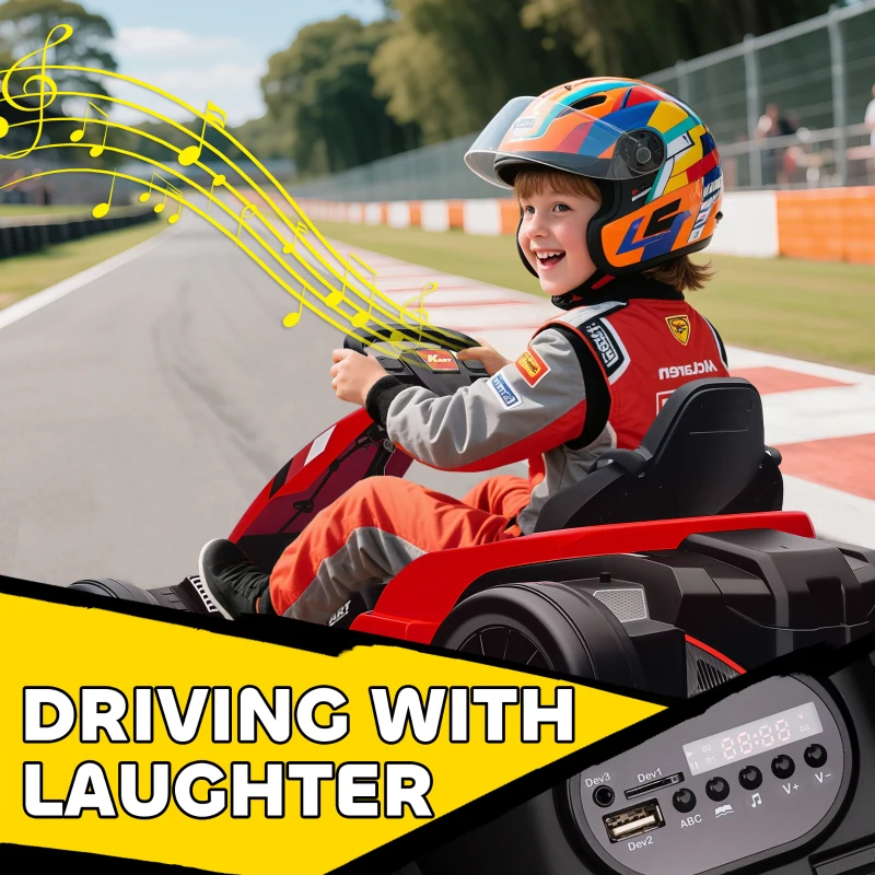 Qaba 24V Electric Go Kart with Dual 150W Motors, Adjustable Seat & 11.2MPH High Speed, Slow Start, 5-Point Harness, Red