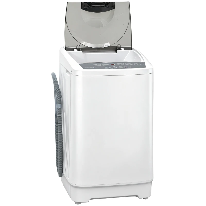 HOMCOM Compact Washer, Portable Washing Machine, Full Automatic Washer with 8 Programs and 6 Water Levels, White