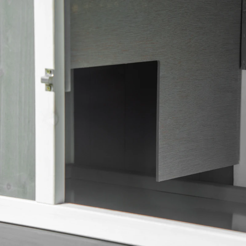 PawHut 69"L Wooden Rabbit Hutch Pet Playpen Bunny House Enclosure with Run Box, Slide-out Tray, Ramp, White