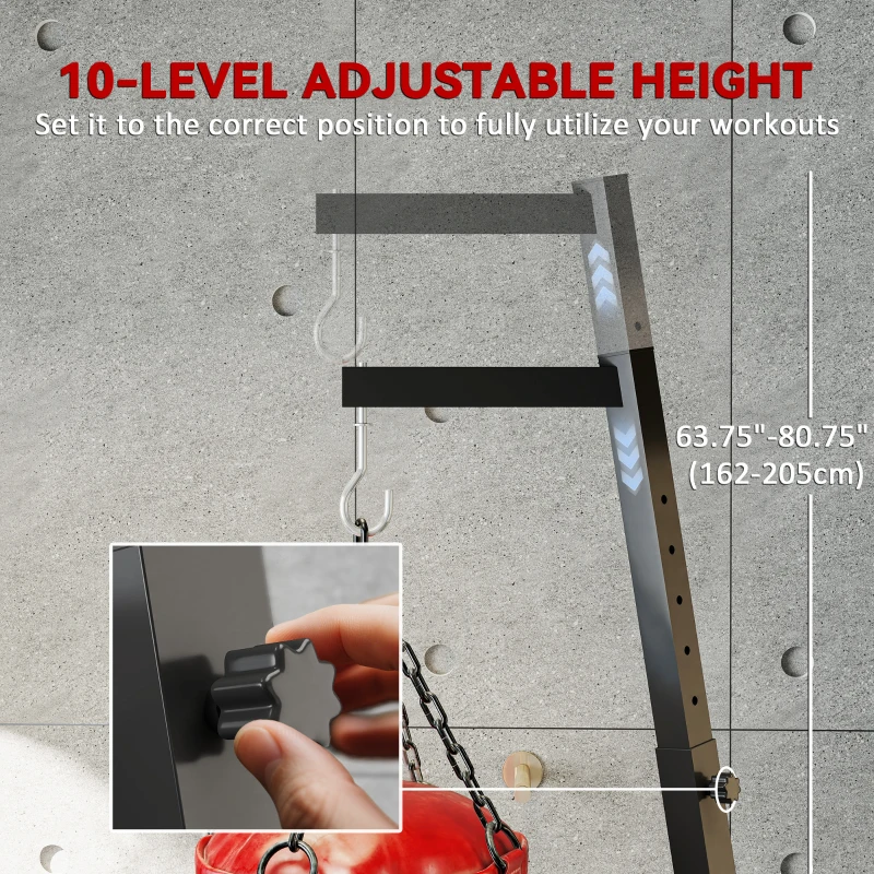 Soozier Foldable Punch Bag Stand, Adjustable Height Heavy Bag Stand with Weighted Base, Freestanding for Home Gym, Stand Only