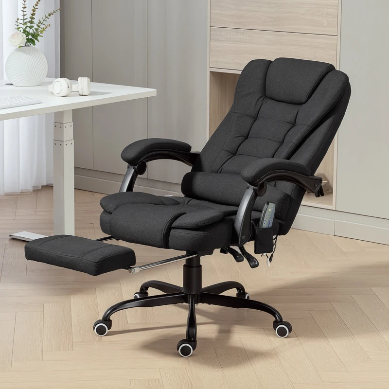Vinsetto 7-Point Vibrating Massage Chair, Reclining Office Chair with Footrest, Reclining Back, Adjustable Height, Black