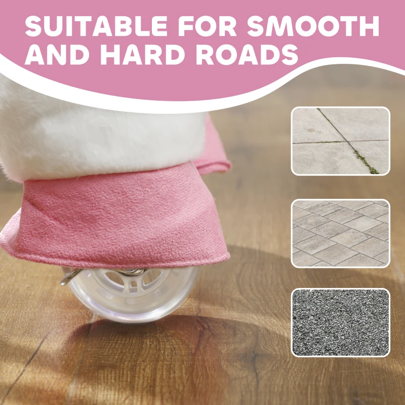 Qaba Ride on Unicorn Toy for Kids 4-7 Years, 37.8 Inch Plush Baby Rocking Horse with Wheels, No Battery Required, White