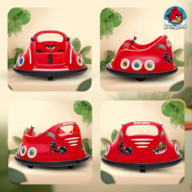 Qaba Angry Bird Licensed Electric Ride on Car, 12V Bumper Car for Kids w/ Dual Joysticks, 360 Degree Spin, Red