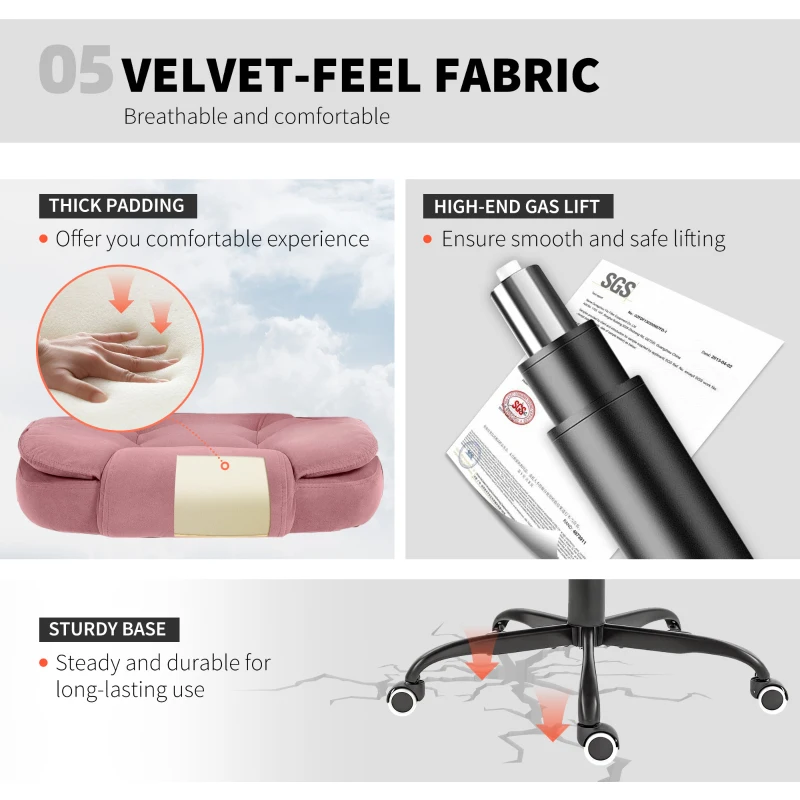 Vinsetto 7-Point Vibrating Massage Chair, Reclining Office Chair with Footrest, Reclining Back, Adjustable Height, Pink