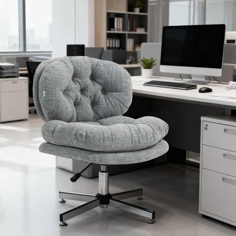 HOMCOM Computer Desk Chair, Armless Office Chair with Wide Padded Seat and Adjustable Height, Grey