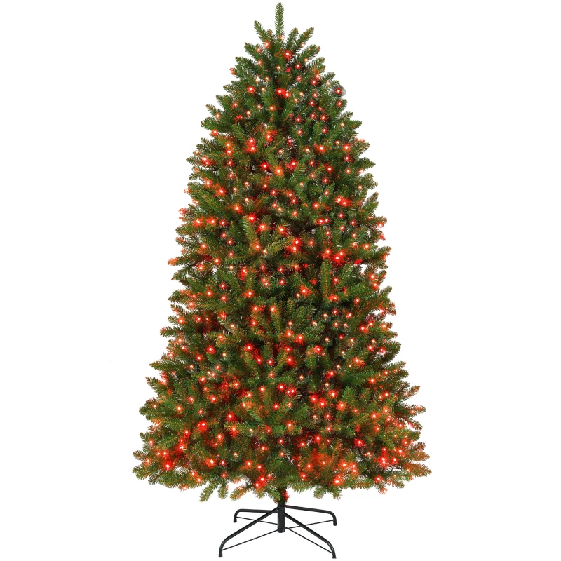 HOMCOM 6ft Prelit Christmas Tree with Full-Spectrum LEDs, Smart App Control, Wide Full Hinged Xmas Tree, Easy Assembly