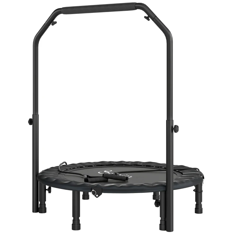 Soozier 40" Foldable Mini Trampoline, Rebounder Trampoline for Adults with Adjustable Foam Handle, Black