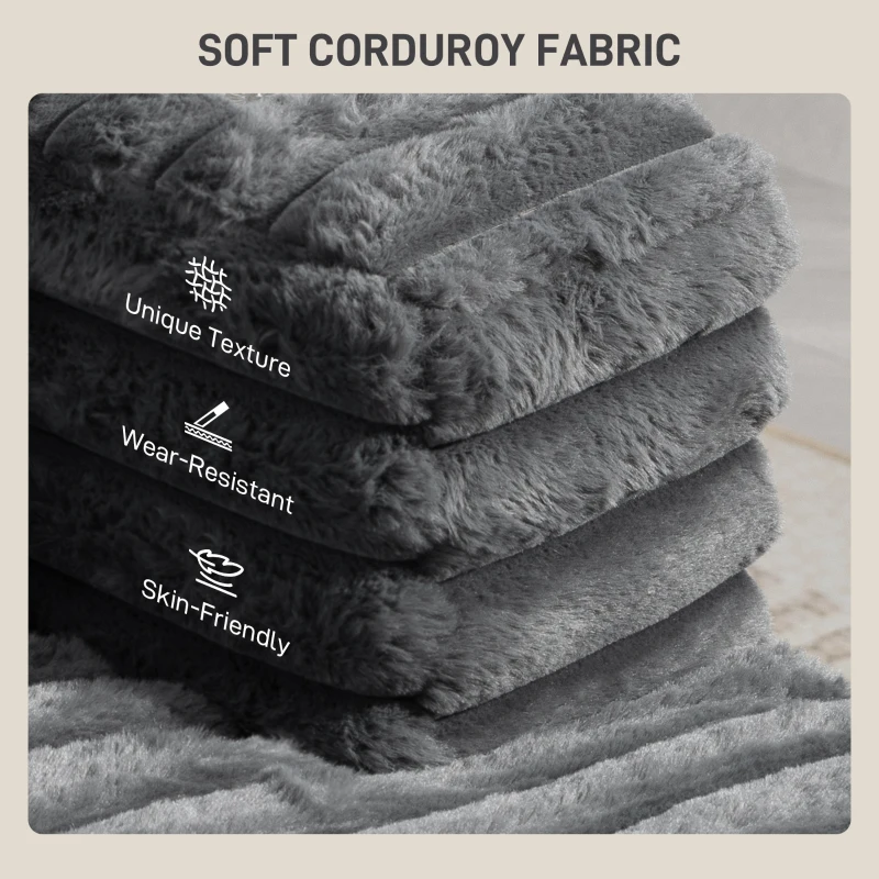 HOMCOM 60" Chaise Lounge Chair, Oversized Upholstered Sofa Bed with Cup Holders & Pillows, Sleeper Couch for Living Room, Grey