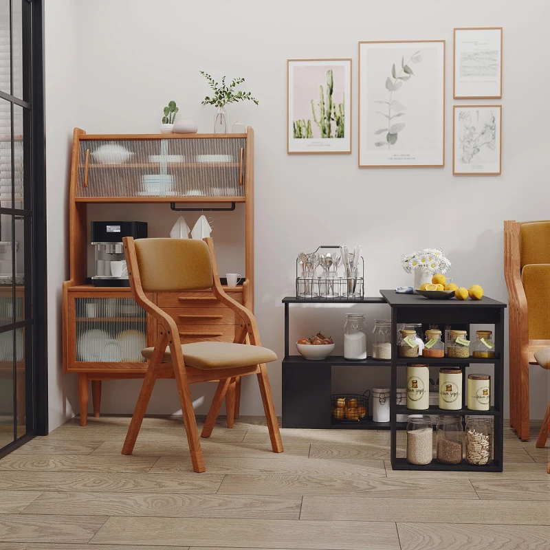 HOMCOM 360° Rotating Home Office Desk L Shaped Corner Computer Desk with Storage Shelves, Writing Table Workstation, Black