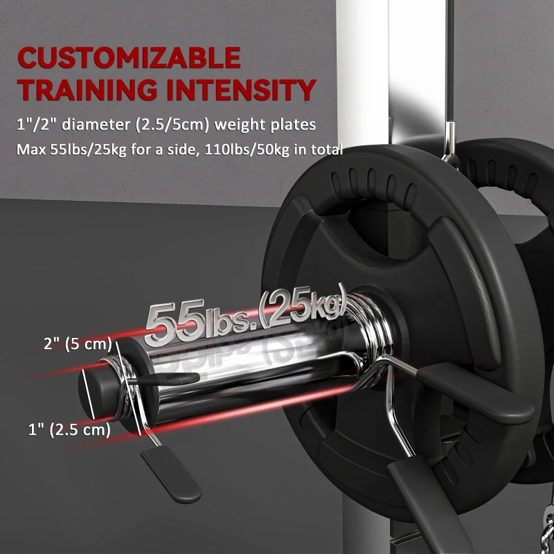 Soozier Power Cage Power Rack with 15-Level Squat Rack, Cable Pulley System, Pull up Stand and Push up Stand