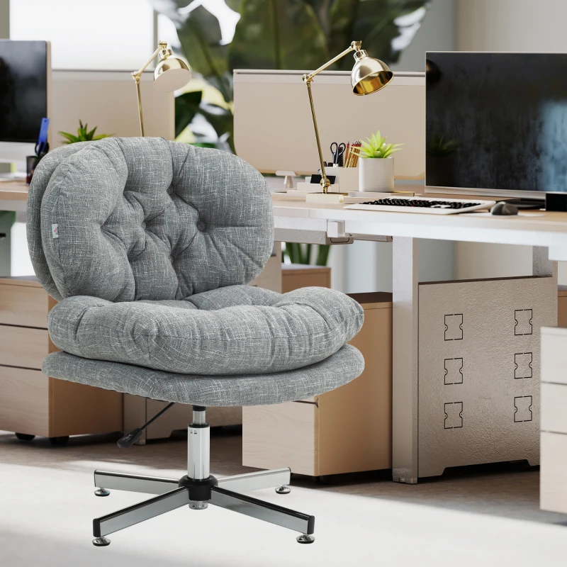 HOMCOM Computer Desk Chair, Armless Office Chair with Wide Padded Seat and Adjustable Height, Grey