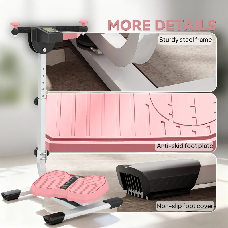 Soozier Foldable Ab Twister Board for Waist Trimming with LCD Display, Ab Workout Equipment for Women and Men, Pink