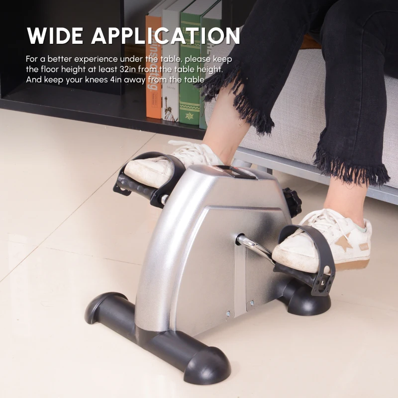 Soozier Portable Mini Pedal Exercise Bike Indoor Cycle Fitness Arm Leg w/ LCD Display, Silver