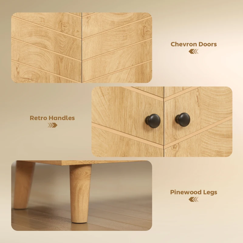 HOMCOM Storage Cabinet with Doors, Cupboard Organization with Shelf and Wood Legs, Storage Solution for Living Room, Bathroom