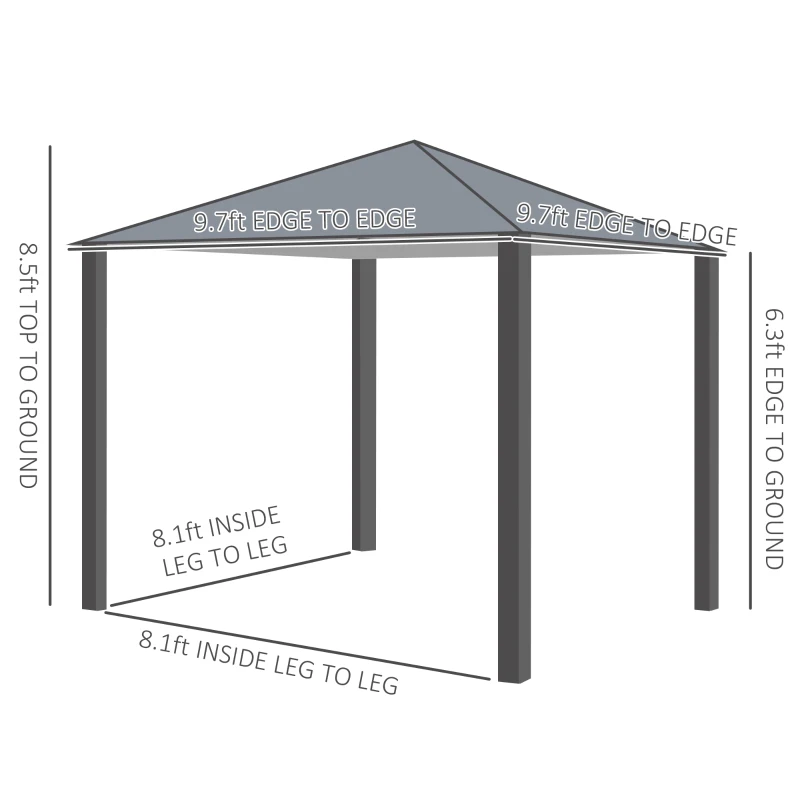 Outsunny 10' x 10' Patio Gazebo, Outdoor Gazebo Canopy Shelter with Netting & Curtains, Vented Roof, for Garden, Lawn, Backyard and Deck, Black