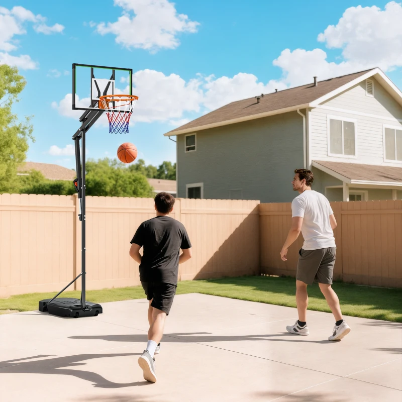 Soozier 4.1-8.5ft Adjustable Basketball Hoop with 33" Shatterproof Board, 18" Rim, Wheels and Fillable Base, for Teens Adults