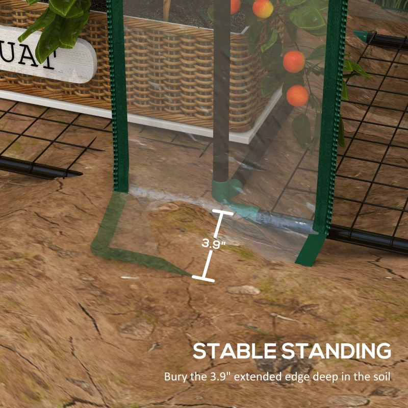 Outsunny Lean-to Greenhouse, Portable Greenhouse with 3 Tier Shelves, 2 Roll-Up Zippered Doors, 56.3" x 18.1" x 59.4", Clear