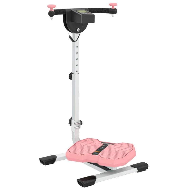 Soozier Foldable Ab Twister Board for Waist Trimming with LCD Display, Ab Workout Equipment for Women and Men, Pink