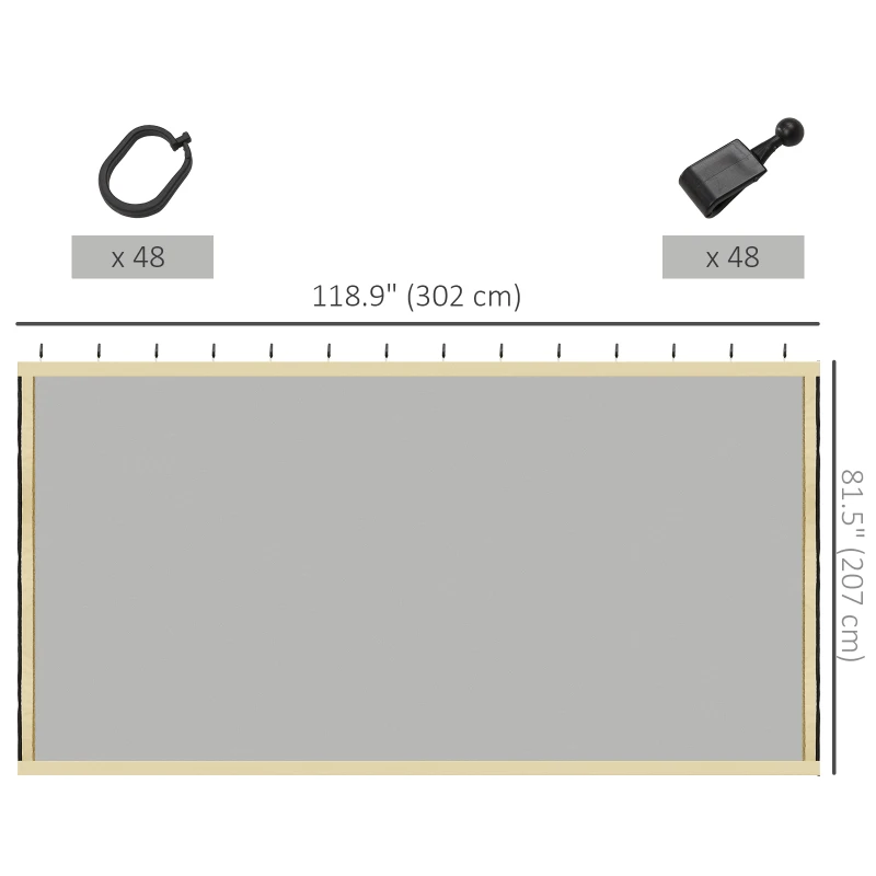 Outsunny Gazebo Replacement Mosquito Netting 10' x 10' Black Screen Walls for Canopy with Zippers for Parties and Outdoor Activities