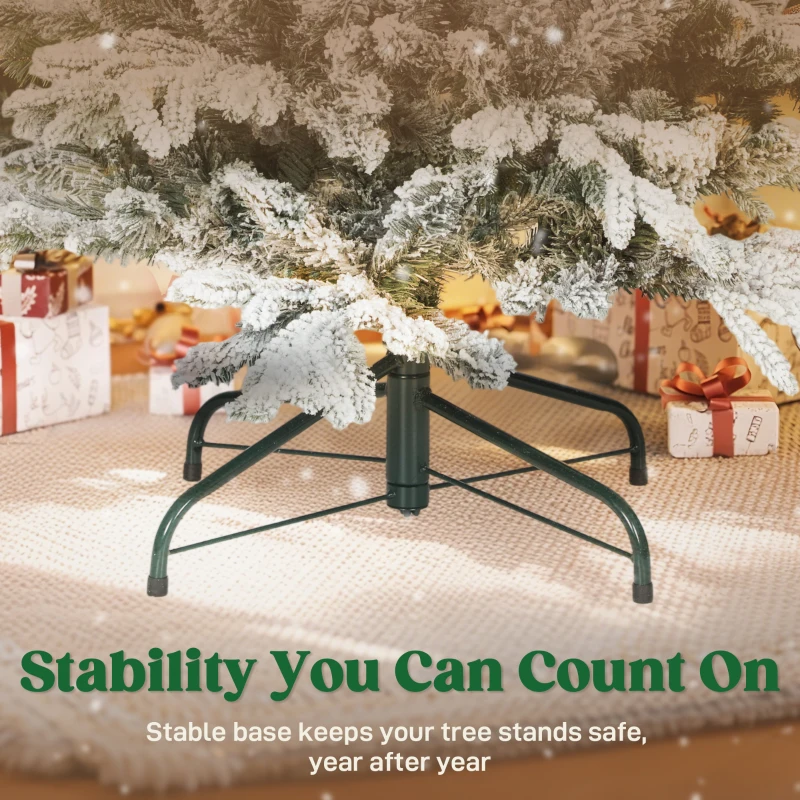 HOMCOM 6ft Artificial Flocked Christmas Tree, Full Snow Pine Tree Holiday Decor, Hinged Xmas Tree with Realistic Tips, Metal Stand, Easy Assembly