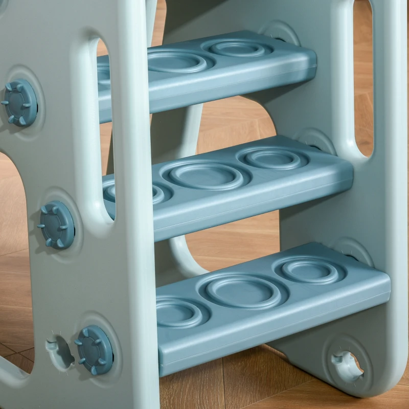 Qaba 4 in 1 Kids Slide and Swing Set with Basketball Hoop Adjustable Height Water-fillable Base Toddler Climber Playset Playground Activity Center Indoor Outdoor Exercise Toy