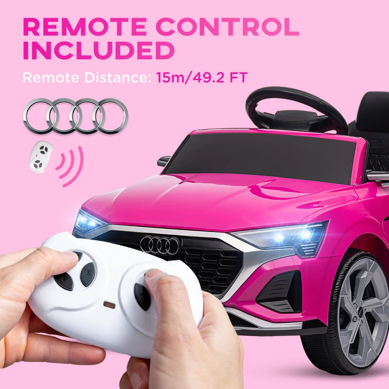 Qaba Audi Q8 e-tron Sportback Licensed 12V Battery Powered Kids Electric Car w/ Spring Suspension, Soft Start, Pink
