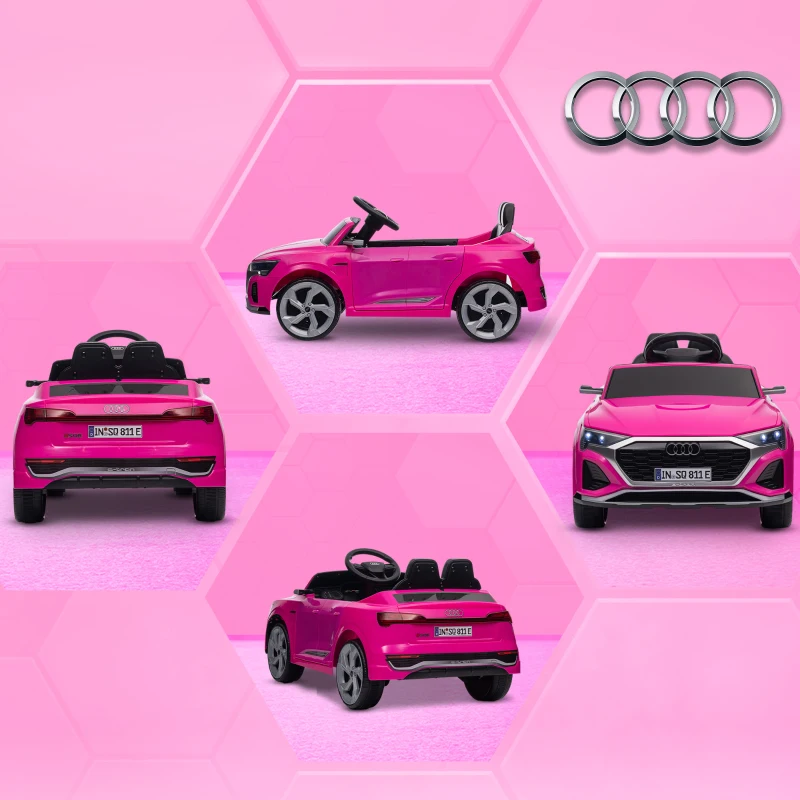 Qaba Audi Q8 e-tron Sportback Licensed 12V Battery Powered Kids Electric Car w/ Spring Suspension, Soft Start, Pink