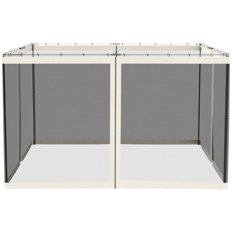 Outsunny Replacement Mosquito Netting for Gazebo 10' x 12' Black Screen Walls for Canopy with Zippers, White