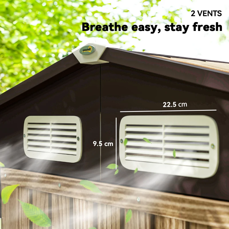 Outsunny 6' x 4' Metal Outdoor Storage Shed, Garden Shed House with Vents for Yard, Patio, Lawn, Oak Colored