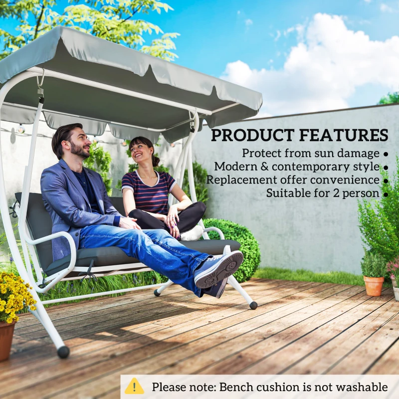 Outsunny 2 Seater Garden Bench Cushion, Soft Thick Outdoor Non-Slip 2 Seater Soft Pad With Backrest for Garden Patio, 47" x 43" x 5", Black