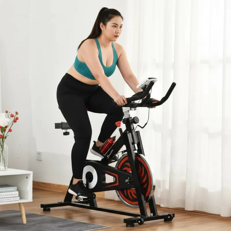 Soozier Indoor Stationary Exercise Bike Upright Fitness Bicycle Cycling Sport for Home Gym with 29lbs Flywheel Adjustable Resistance LCD Monitor Bottle Holder Black