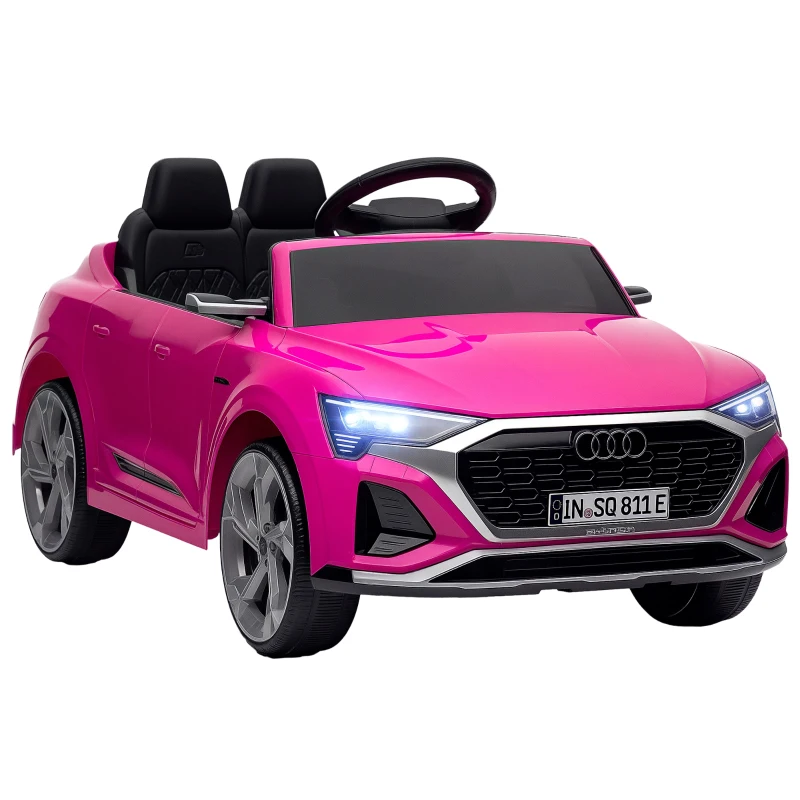 Qaba Audi Q8 e-tron Sportback Licensed 12V Battery Powered Kids Electric Car w/ Spring Suspension, Soft Start, Pink