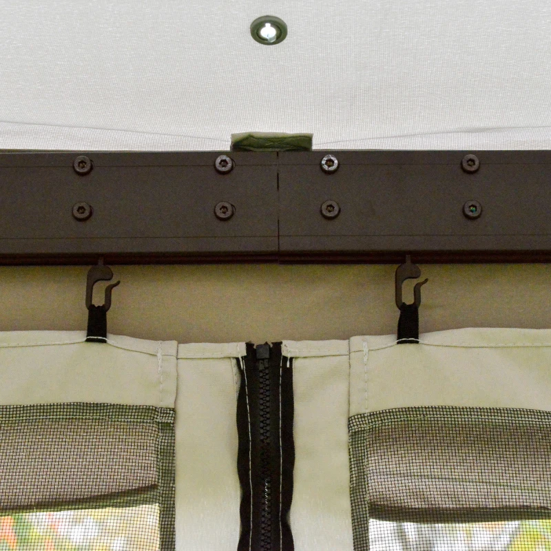 Outsunny 13' x 10' Outdoor Patio Gazebo Canopy with 2-Tier Polyester Roof  Vented Mesh Sidewall & Strong Aluminum Frame Grey
