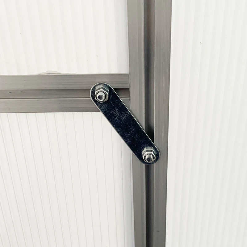 Outsunny Walk-In Garden Greenhouse Aluminum Polycarbonate with Roof Vent for Plants Herbs Vegetables 8' x 4' x 7' Silver